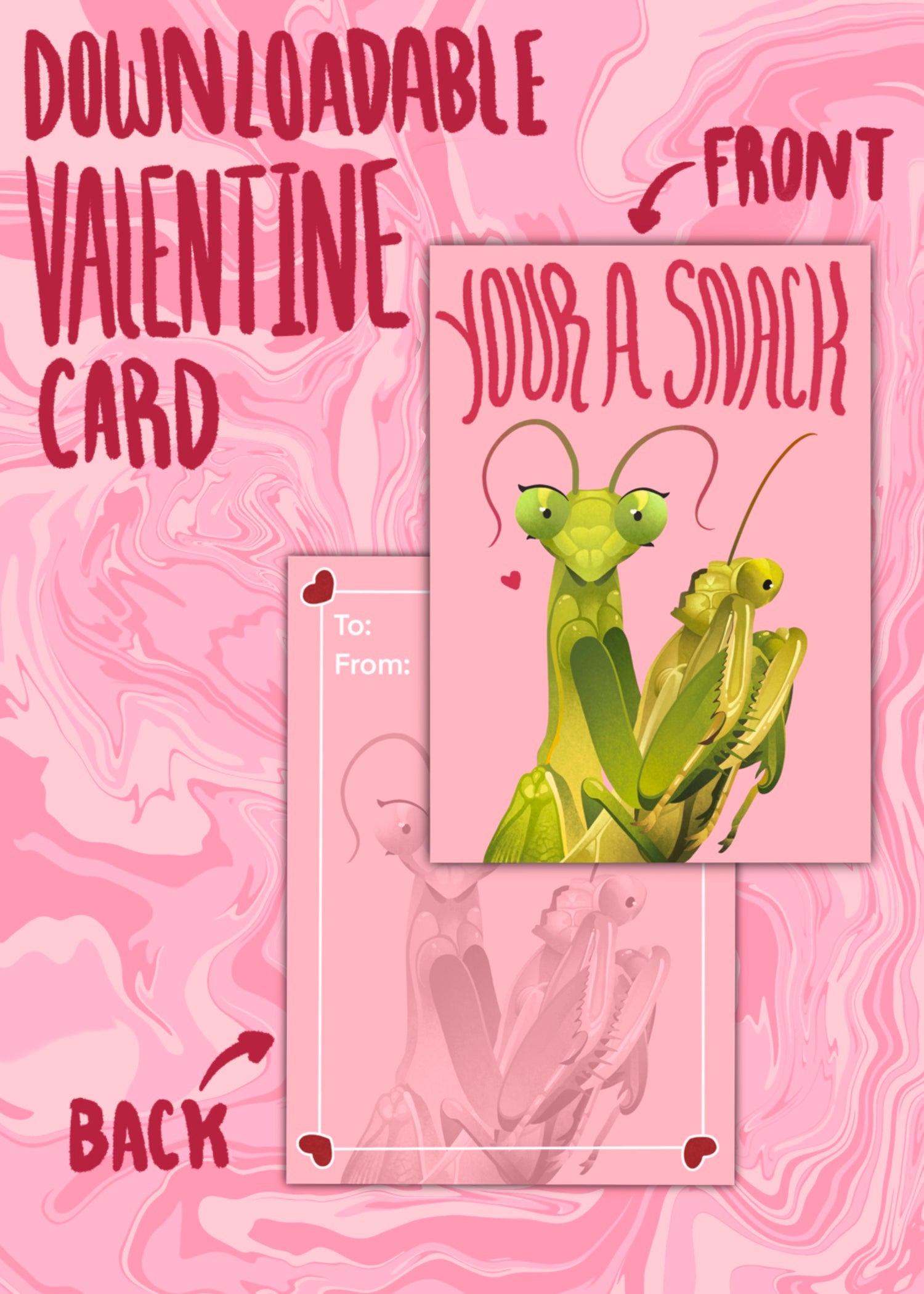 Praying Mantis Valentine's Day Card